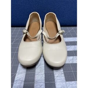 Leather Upper Tap Square Dance Shoes Low Heel Tan Womens 7 M Buckle Made In USA